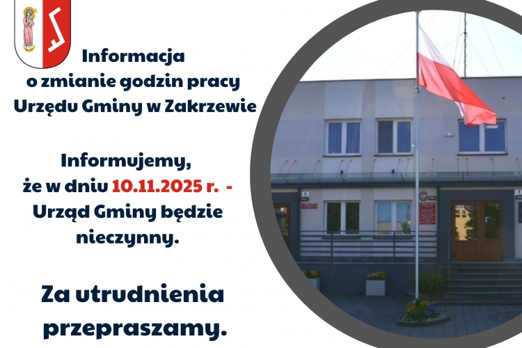 Miniatura Informacja o zmianie godzin pracy Urzędu